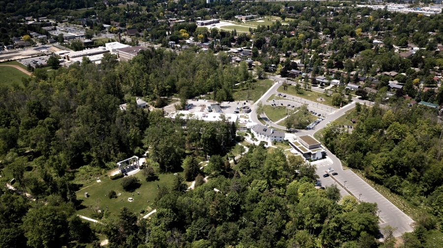 aerial view of building and grounds, Julian Werks